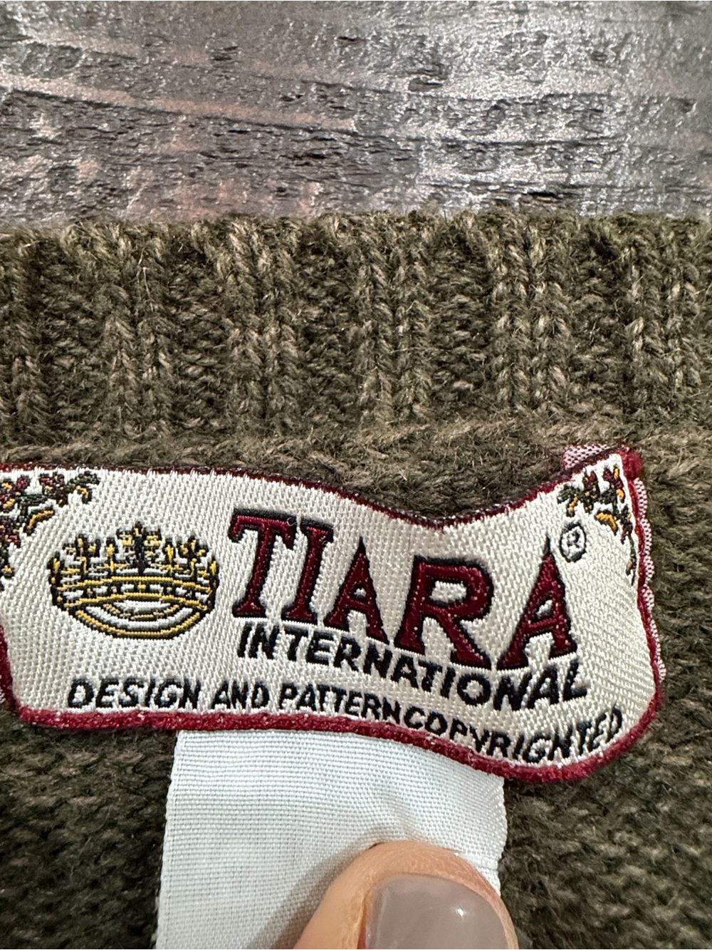 Vintage Tiara Fair Isle Cardigan Sweater Olive Green Pink Ramie Cotton Womens L - Picture 4 of 11